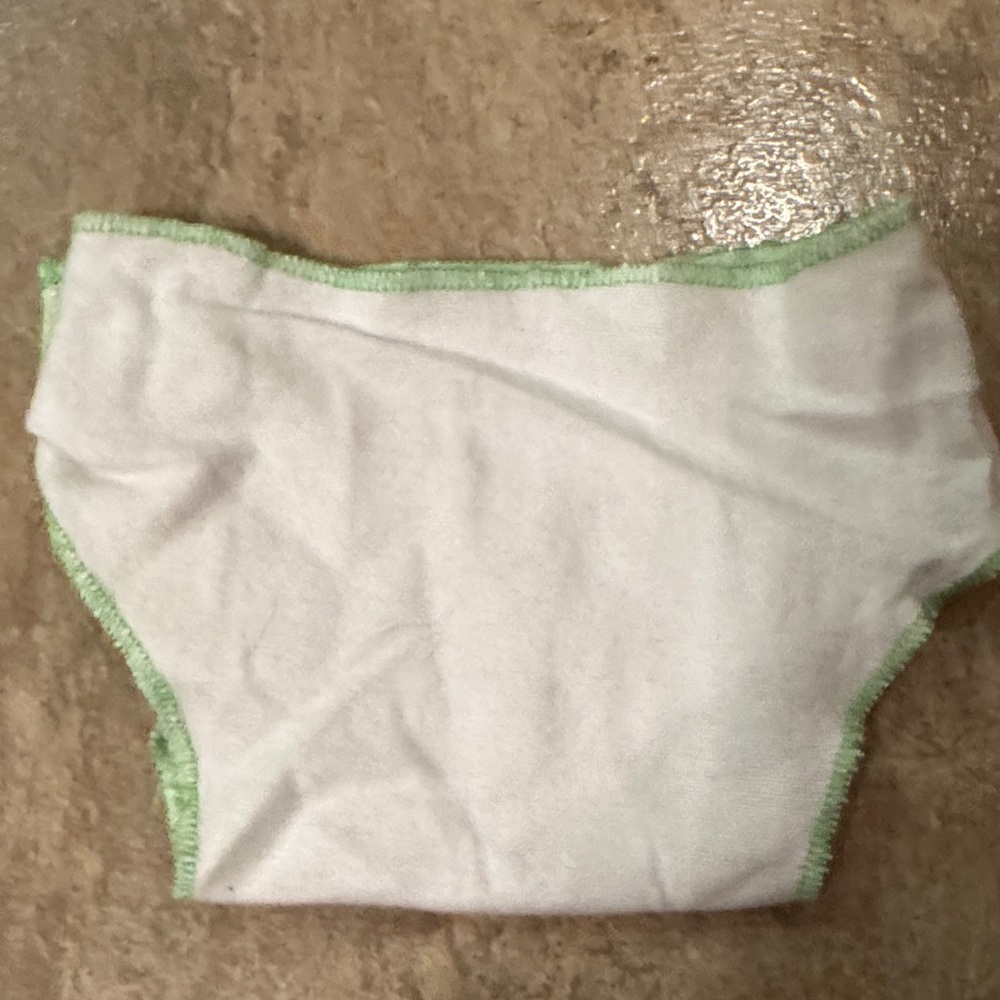 2 American Girl Doll Bitty Baby Cloth Diapers 1 Green & 1 Purple Trim - Retired
